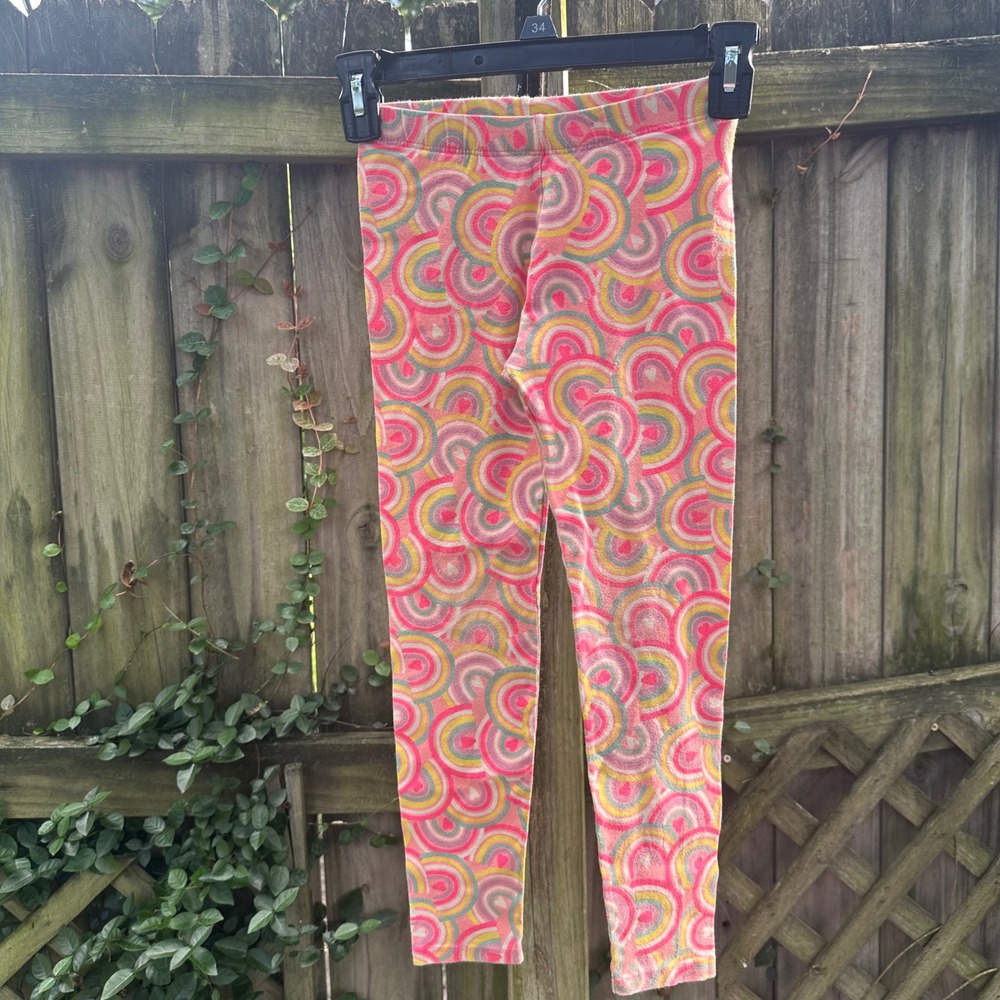Palomino C&A Kids Pink Rainbow Heart Swirl Psychedelic Jersey Leggings Size 8